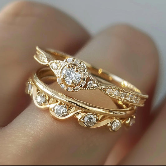 Bague élégante en or brillant