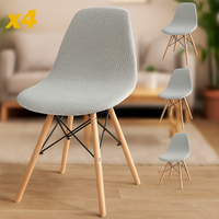 Housses de chaise en velours Jacquard extensibles lavables (lot de 4)