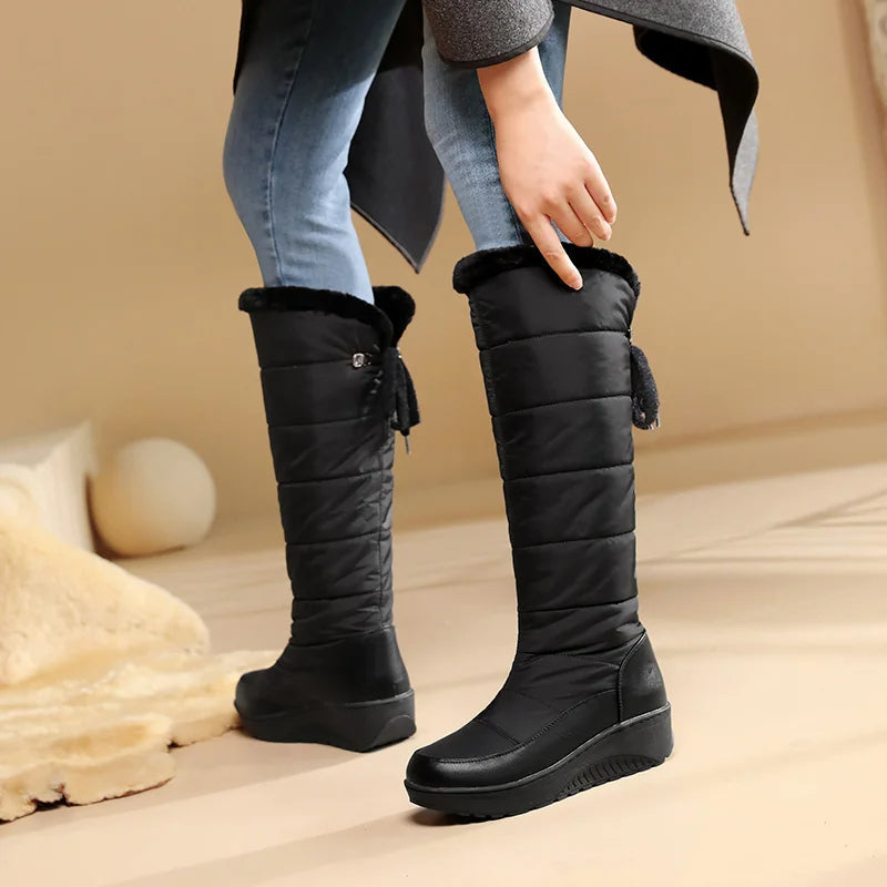 Bottes de neige imperméables à semelle épaisse