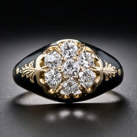 Bague vintage en or noir avec zirconium