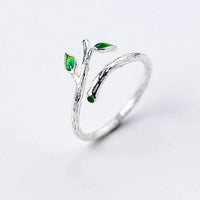 Bague Ajustable en Argent et Feuilles