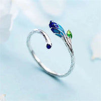 Bague Ajustable en Argent avec Fleur Bleue