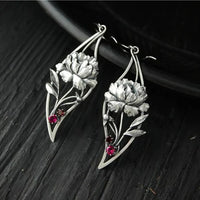 Boucles d'oreilles Boho Floral avec cristaux en argent sterling