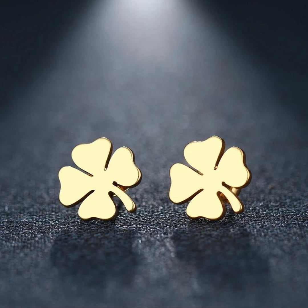 Boucles d'Oreilles Trèfle en Or et Argent