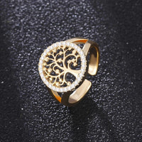 Bague Arbre de Vie avec Zirconia en Or et Argent