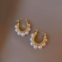 Boucles d'Oreilles en Perles Brillantes en Or