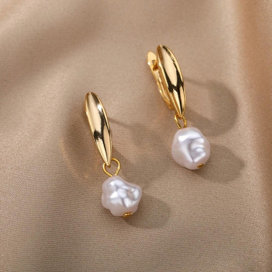 Boucles d'Oreilles Élégantes en Or avec Perles