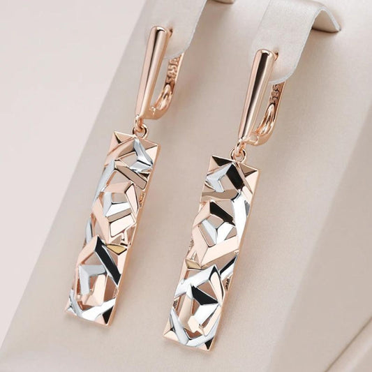 Boucles d'oreilles Rectangulaires Elégantes en Or et Argent
