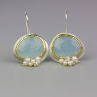 Boucles d'oreilles vintage en pierre bleue