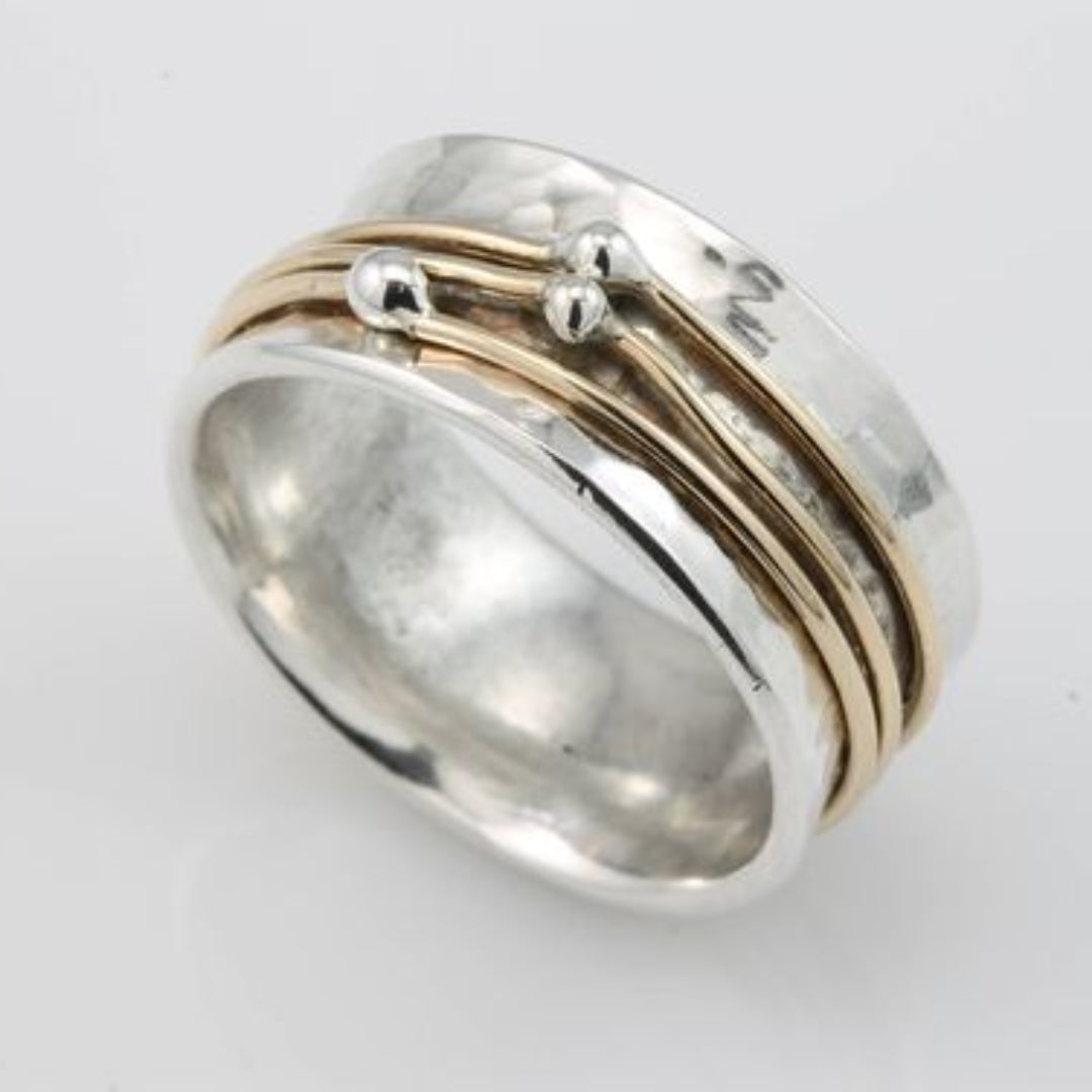 Bague multicouche vintage plaquée or et argent