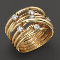 Bague vintage en plaqué or fin avec zircons