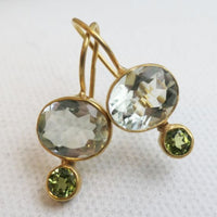 Boucles d'oreilles en cristal vert et or vintage
