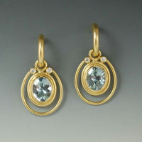 Boucles d'oreilles vintage en cristal bleu incrusté d'or