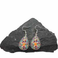 Boucles d'oreilles Mandalas Multicolores en Argent