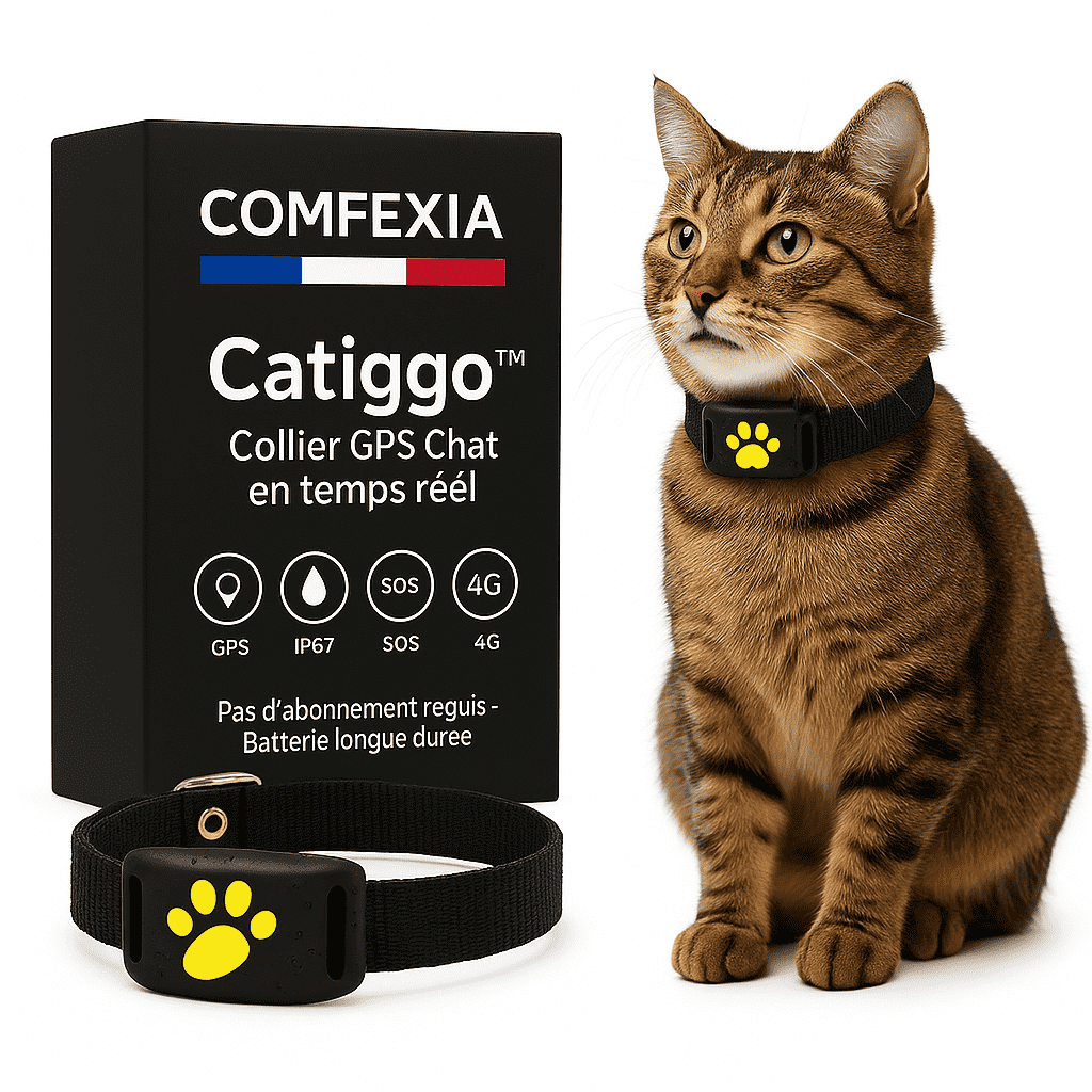 Catiggo™ – Collier GPS Chat Sans Abonnement Localisation Fiable Instantanée