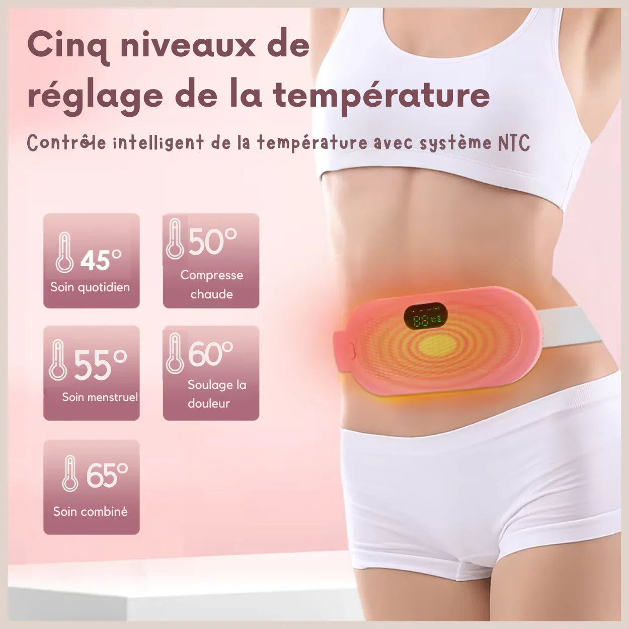 Ceinture Chauffante Utérine Intelligente pour Les Douleurs Menstruelles, Abdominales et Lombaires