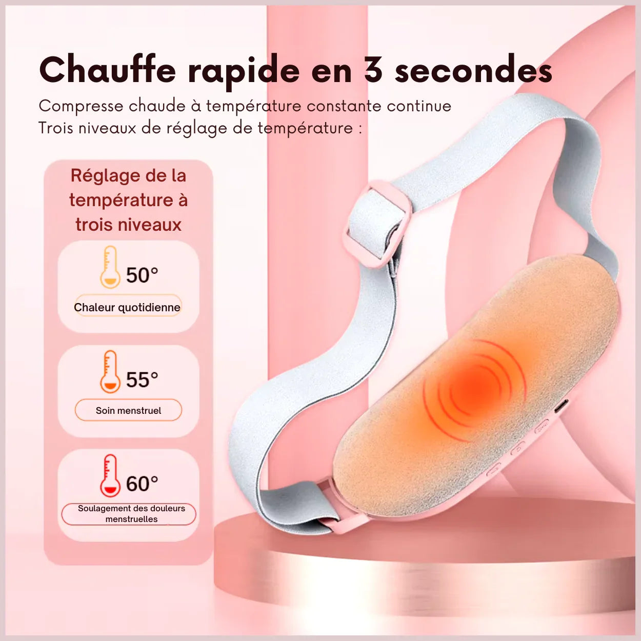 Ceinture Chauffante Utérine Intelligente pour Les Douleurs Menstruelles, Abdominales et Lombaires