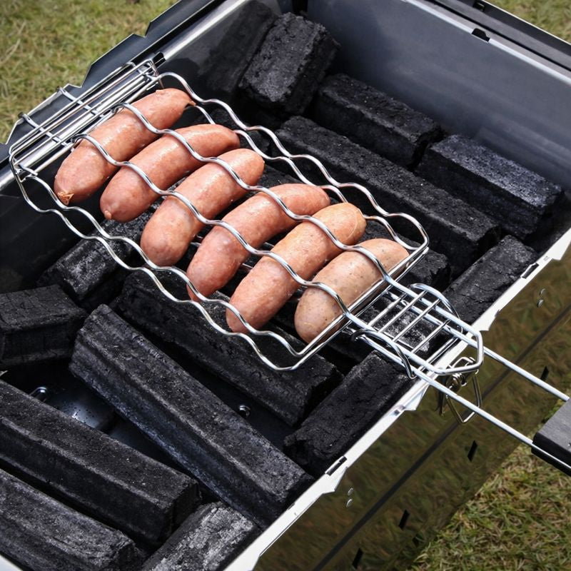 Grill’Master | Panier à barbecue spécial saucisses en métal – Cuisson uniforme – Accessoire BBQ robuste