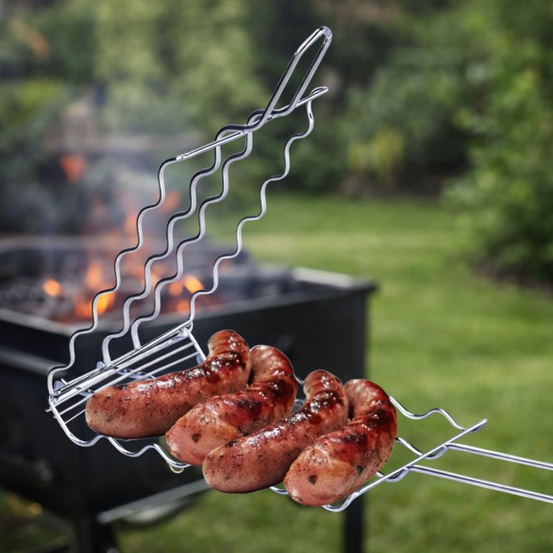 Grill’Master | Panier à barbecue spécial saucisses en métal – Cuisson uniforme – Accessoire BBQ robuste
