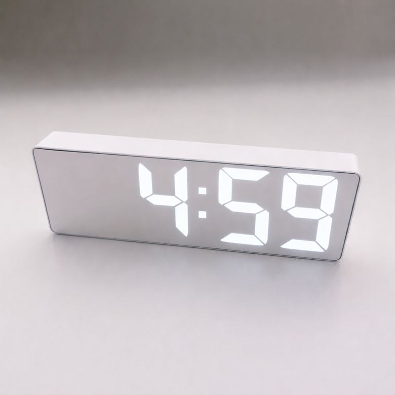 Reflecta – Réveil numérique LED à effet miroir, grand affichage, luminosité réglable