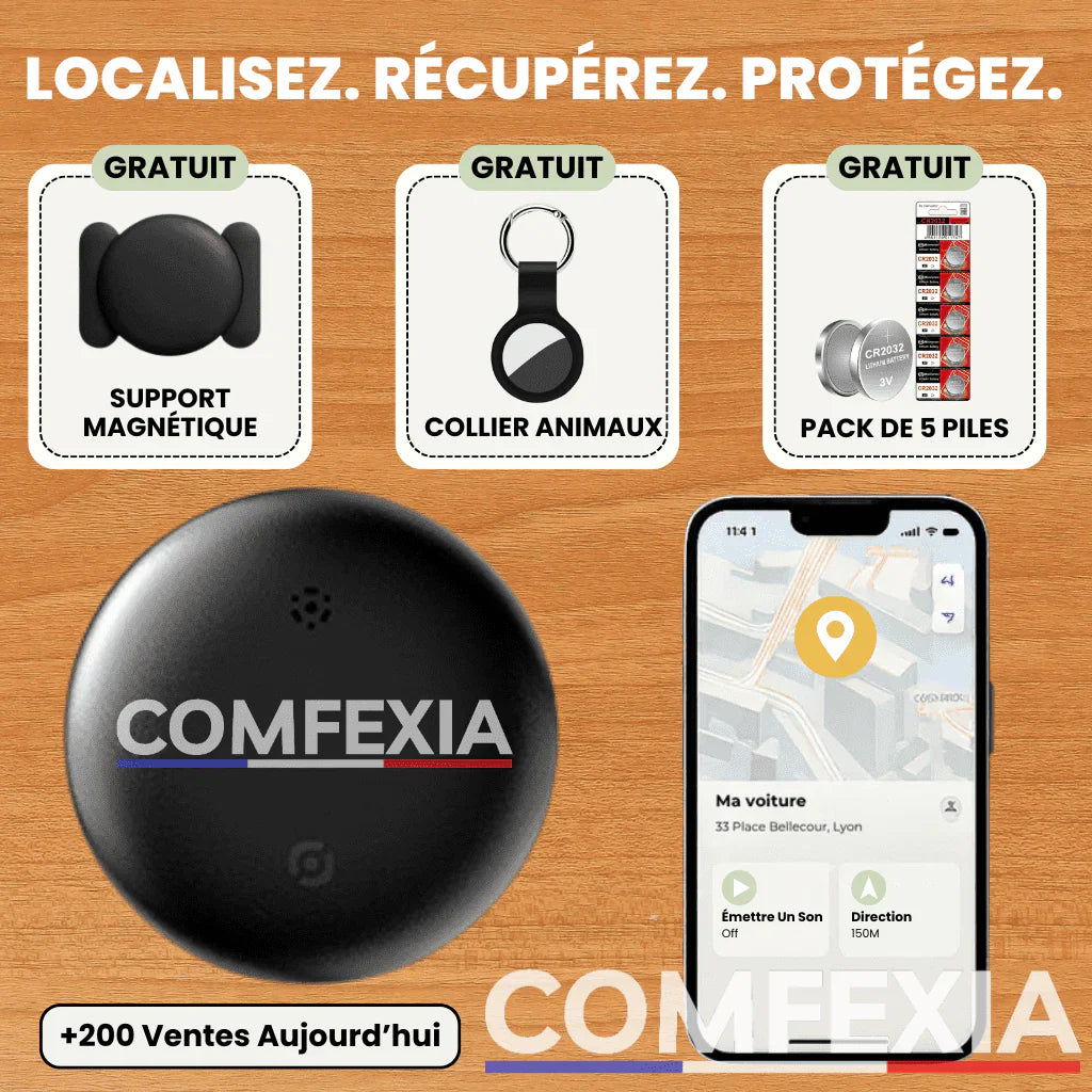 Comfexia™ – Traceur GPS Valise Sans Abonnement – Android & iOS