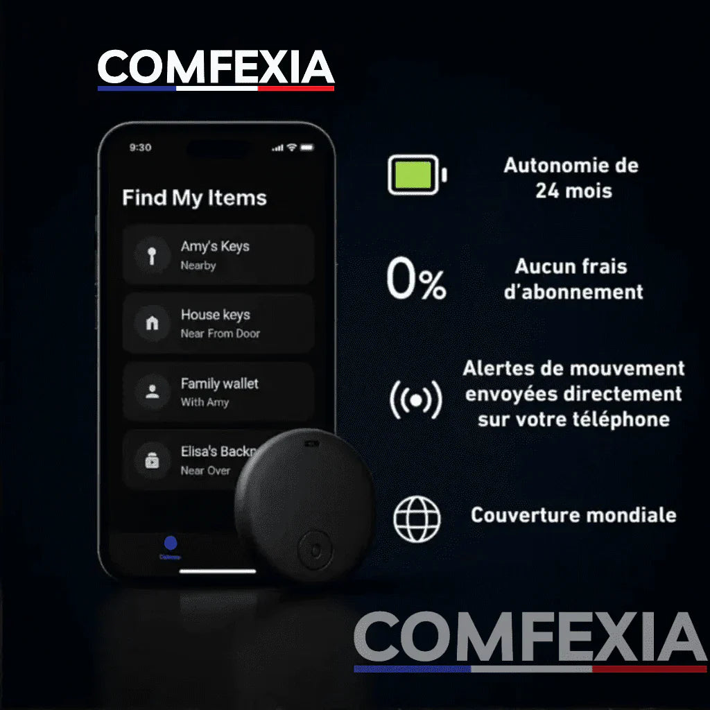 Comfexia™ – Traceur GPS Valise Sans Abonnement – Android & iOS