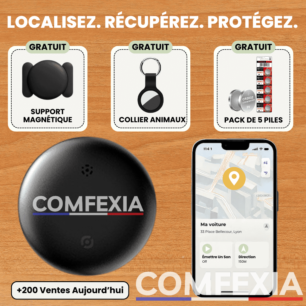 Comfexia™ – Traceur GPS Moto Sans Abonnement – Android & iOS Find My