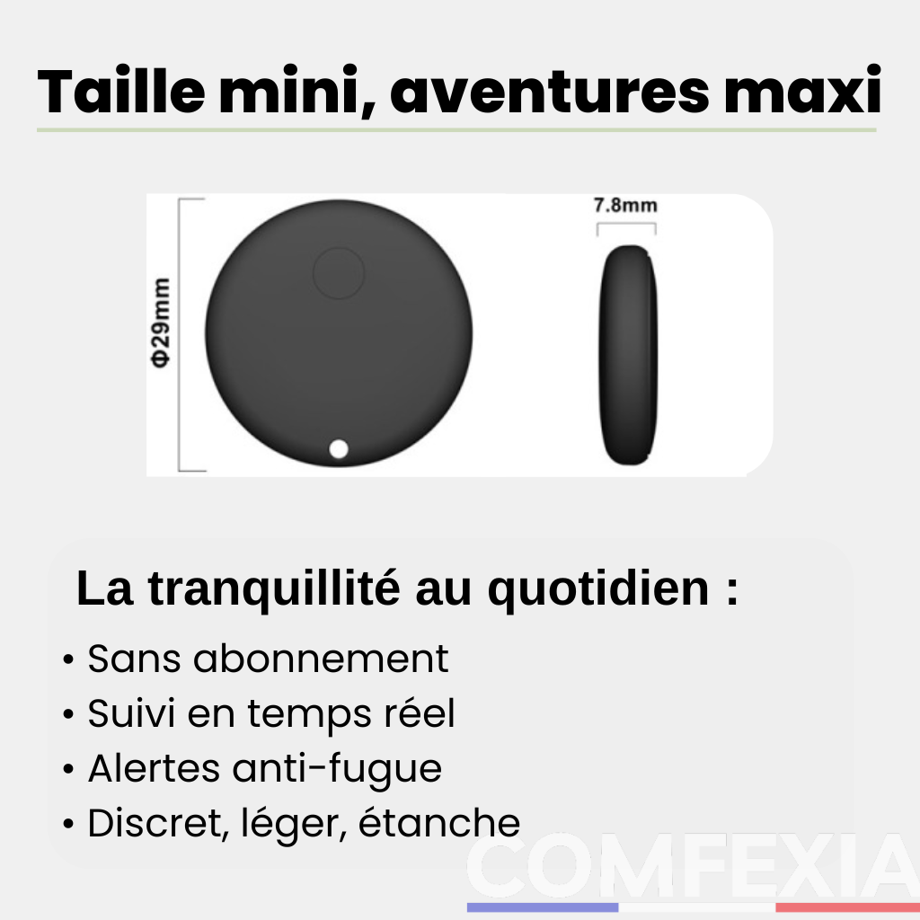 Comfexia™ – Traceur GPS Moto Sans Abonnement & Sans Carte SIM, Compatible Android & iOS