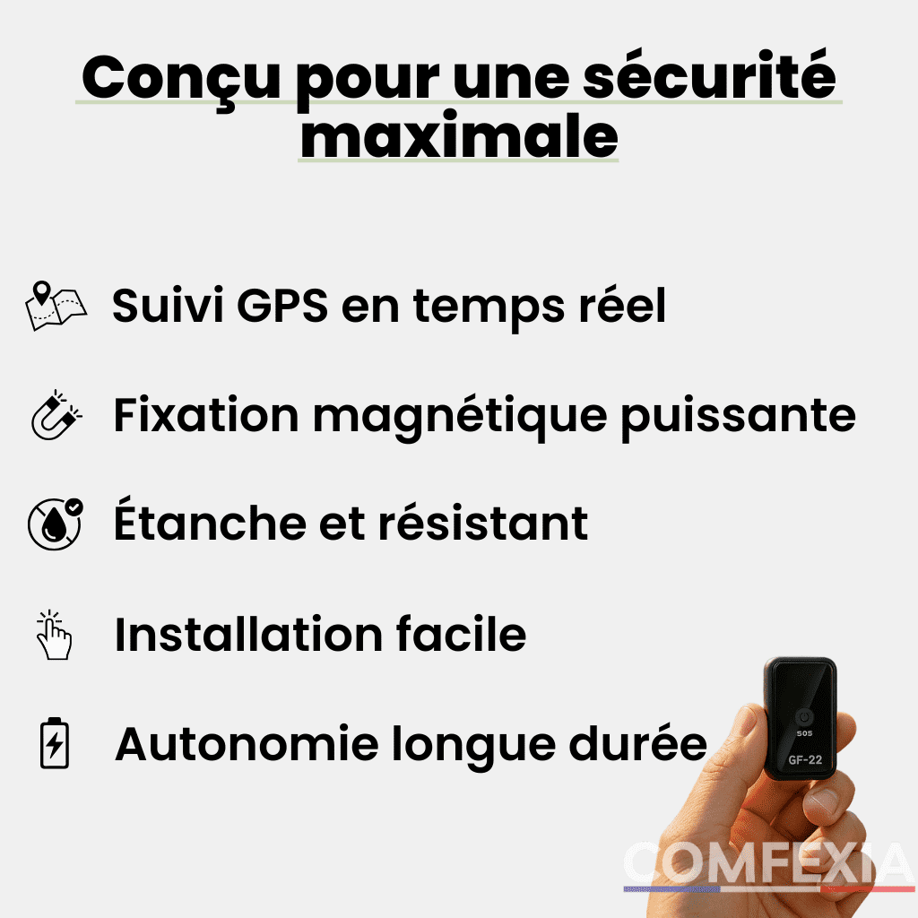Comfexia™ – Traceur GPS Sans Abonnement, Assurez la Sécurité de Votre Voiture