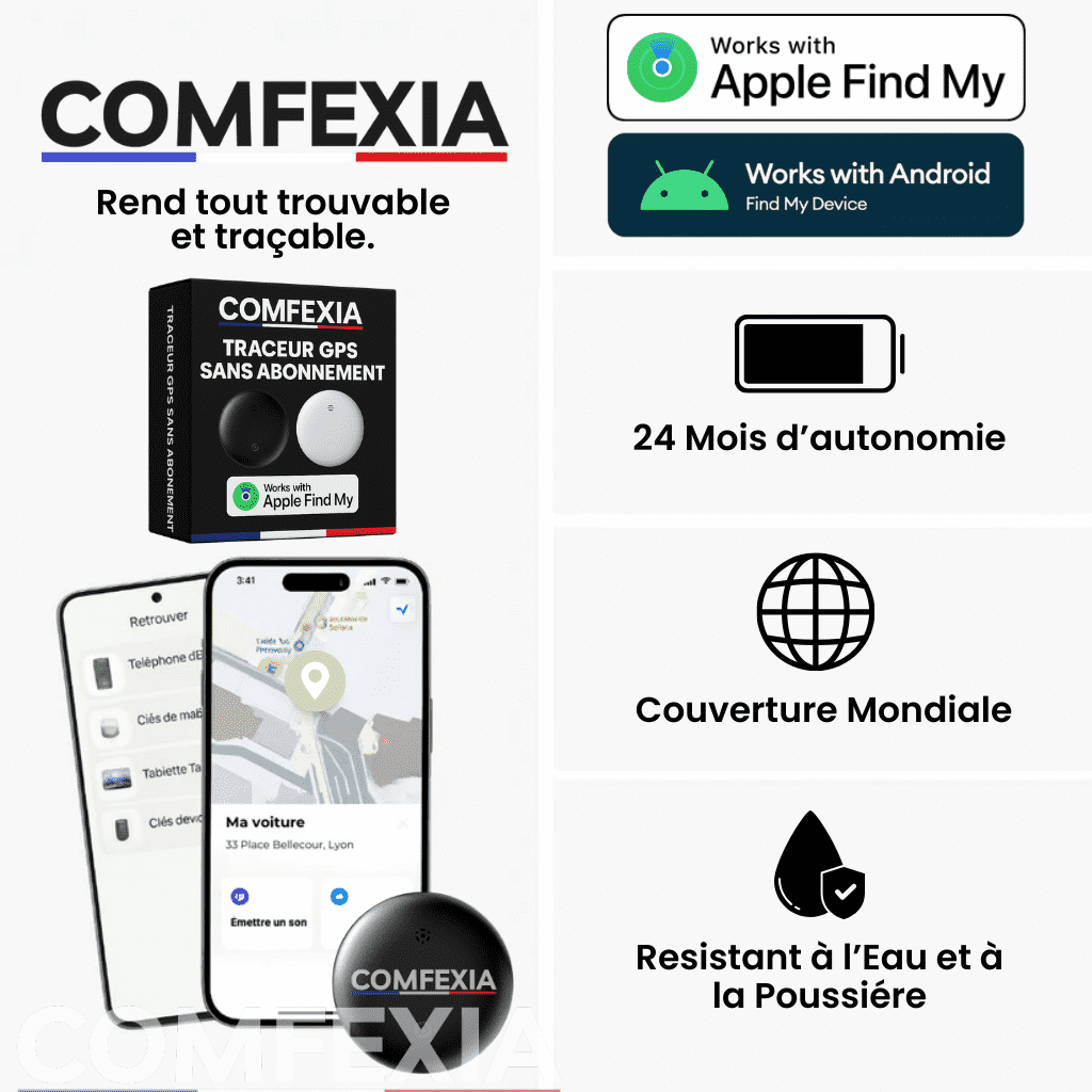 Comfexia™ – Traceur GPS Enfant Sans Abonnement – Android & iOS