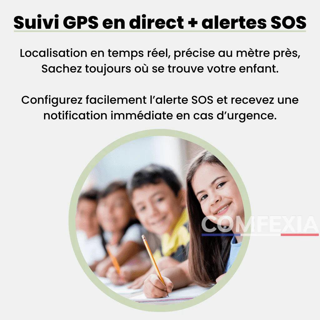 Comfexia™ – Traceur GPS Enfant Sans Abonnement & Sans Carte SIM, Compatible Android & iOS