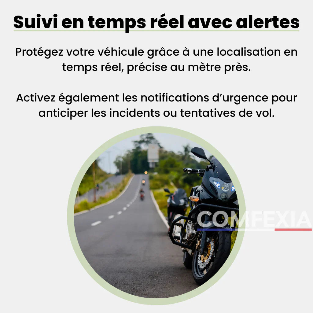 Comfexia™ – Traceur GPS Moto Sans Abonnement & Sans Carte SIM, Compatible Android & iOS