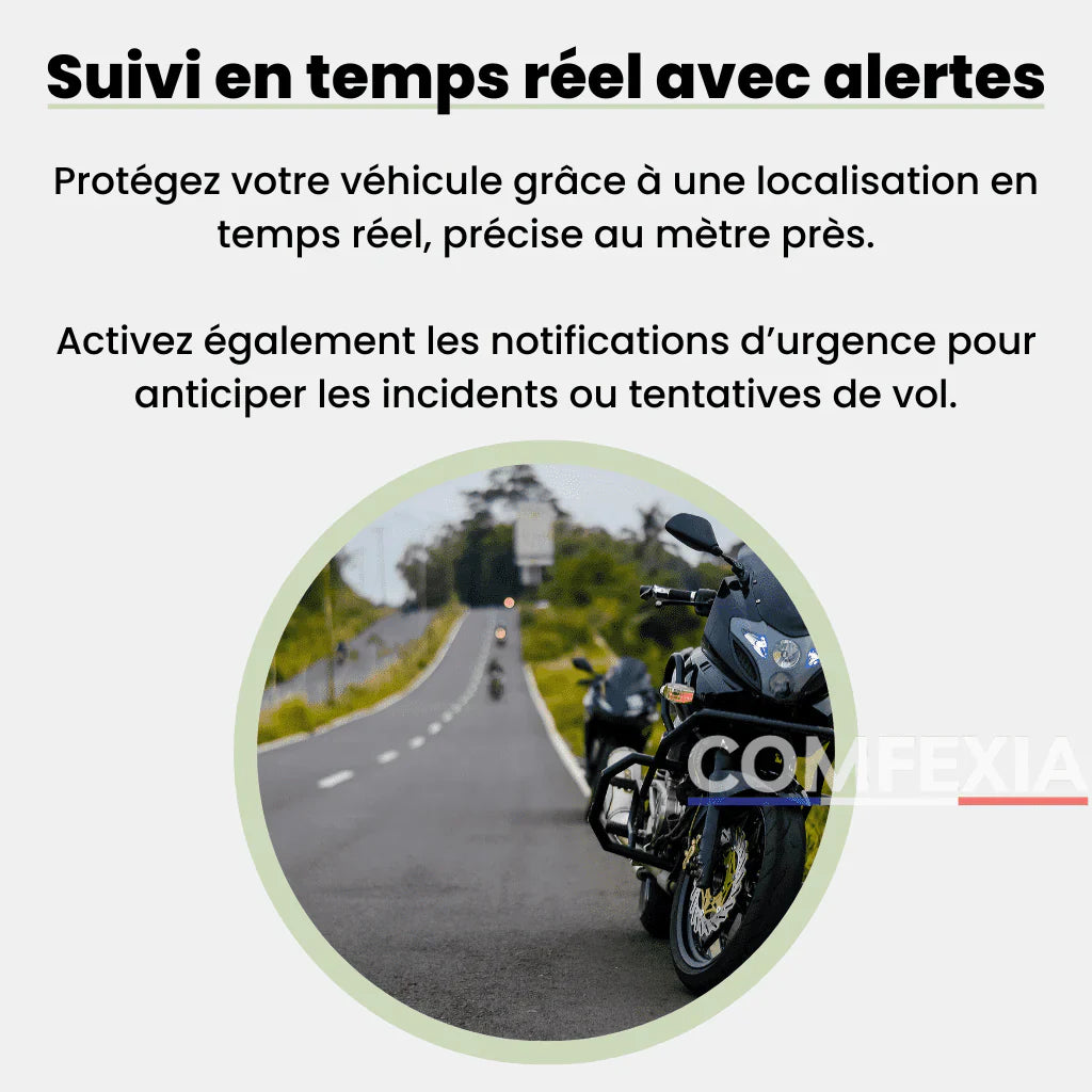 Comfexia™ – Traceur GPS Moto Sans Abonnement avec Suivi Ultra Précis, IOS