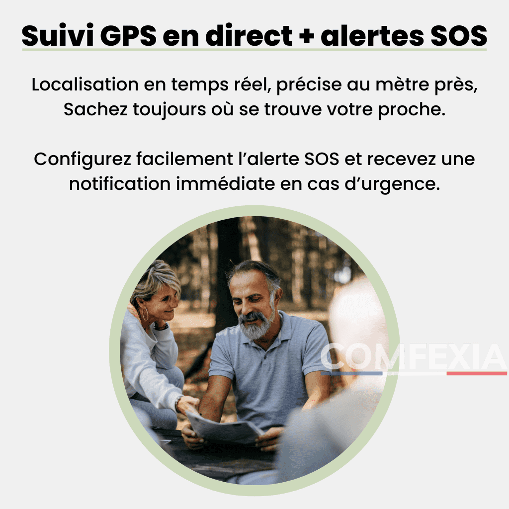 Comfexia™ – Traceur GPS Personnes Sans Abonnement, Assurez la Sécurité de Votre Proche