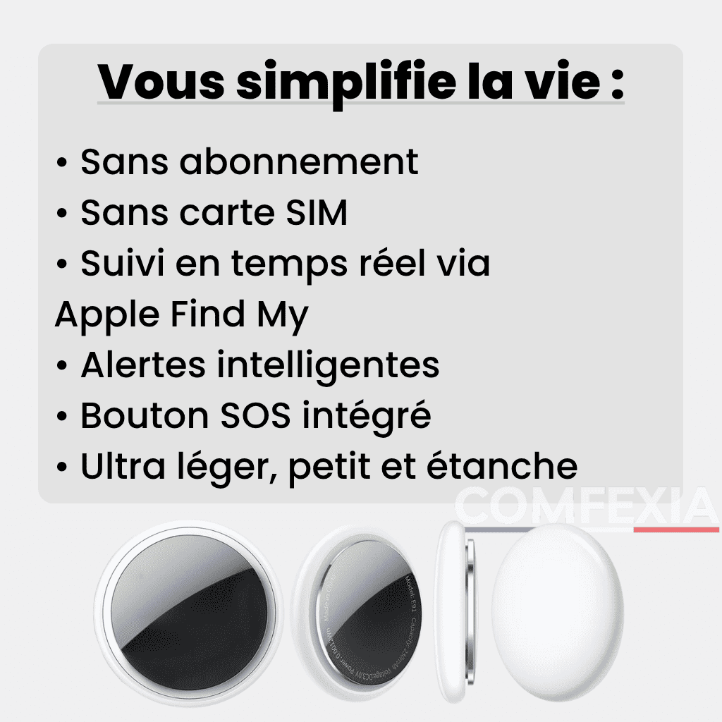Comfexia™ – Traceur GPS Senior Sans Abonnement Localisation Fiable, IOS