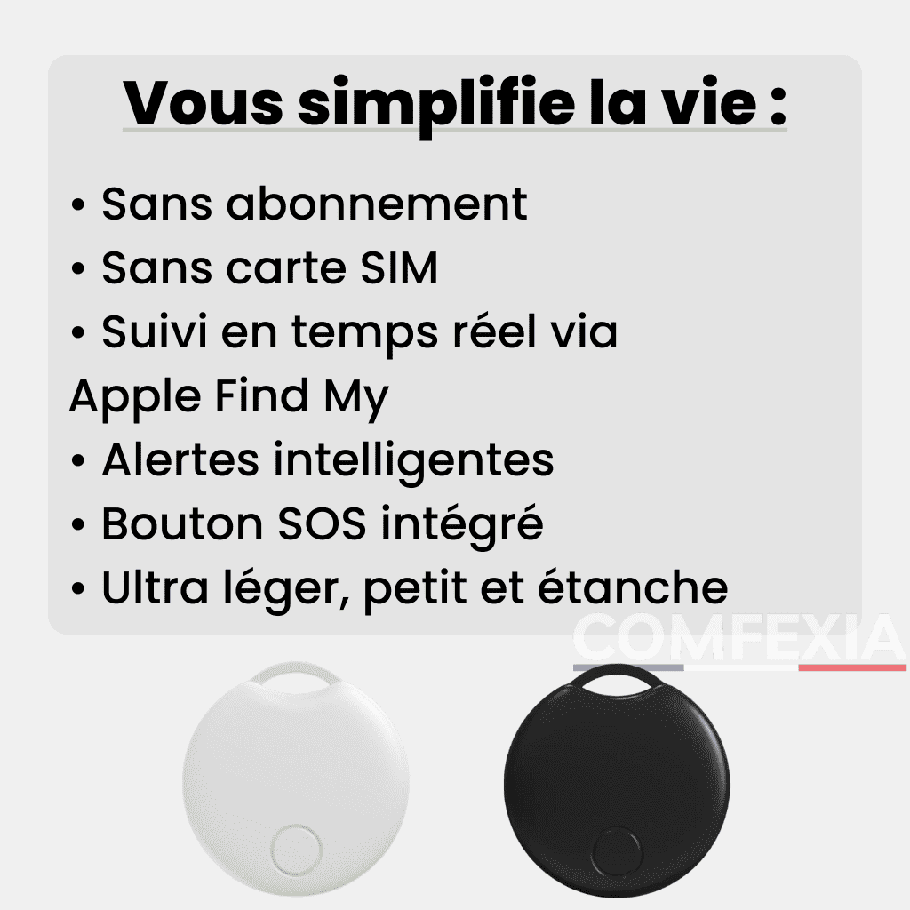 Comfexia™ – Traceur GPS Valise Sans Abonnement Ultra-Précis, Compatible Android & iOS
