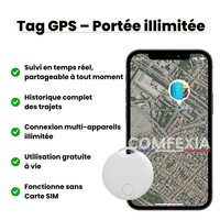 Comfexia™ – Traceur GPS Valise Sans Abonnement Ultra-Précis, Compatible Android & iOS