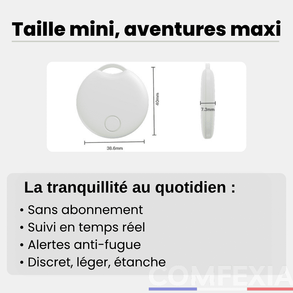 Comfexia™ – Traceur GPS Valise Sans Abonnement Ultra-Précis, Compatible Android & iOS