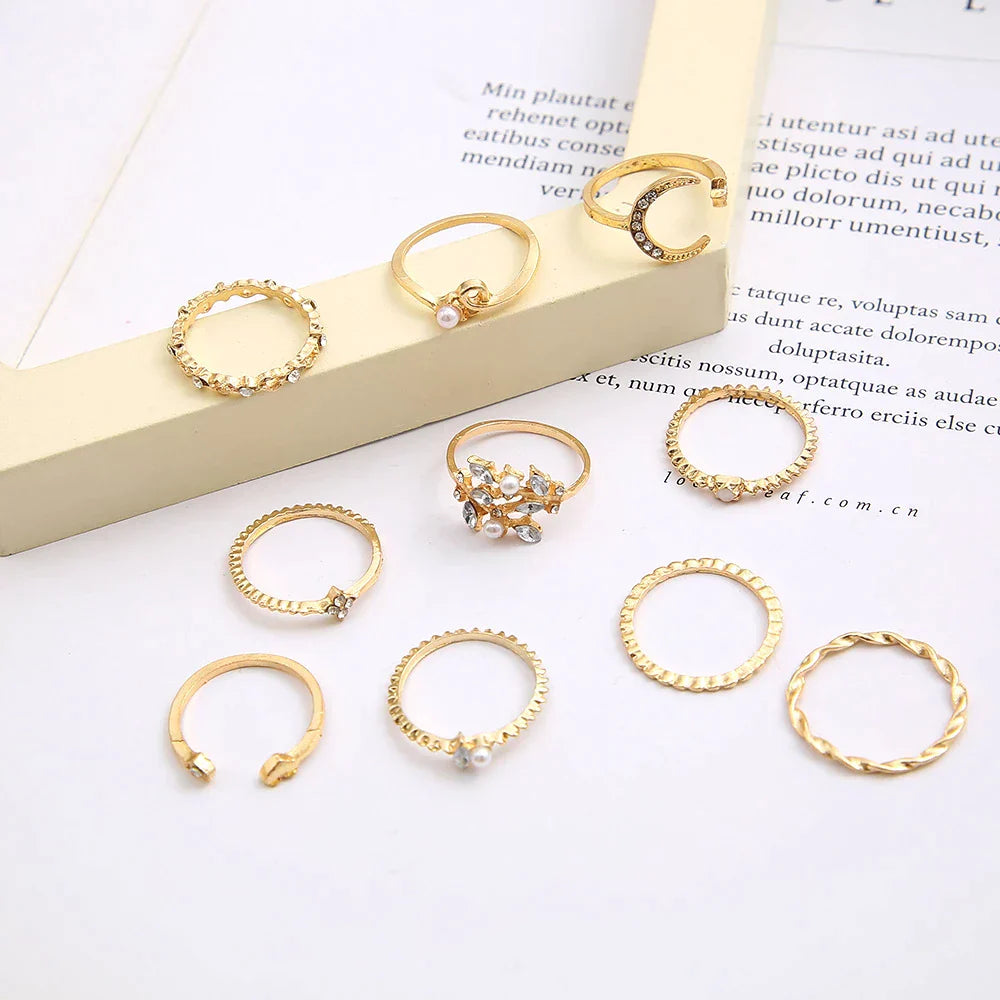 Pack 10 Bagues de Bohême en Bains d’Argent et d’Or