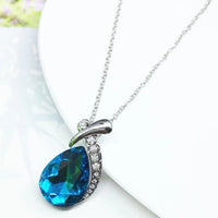 Ensemble Collier + Boucles d'Oreilles en Zirconium Bleu en Argent Sterling