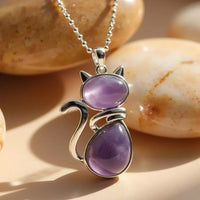 Collier Chat violet en argent
