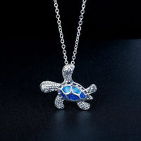 Collier Opale Bleu Tortue De Mer