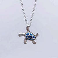 Collier Opale Bleu Tortue De Mer
