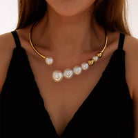 Collier de Perles Épaisses en Or et Argent