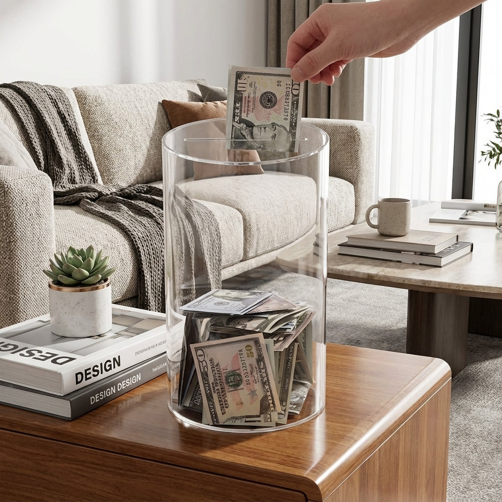 Tirelire Transparente Sans Ouverture