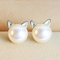 Boucles d'oreilles chatons avec perles de culture et argent
