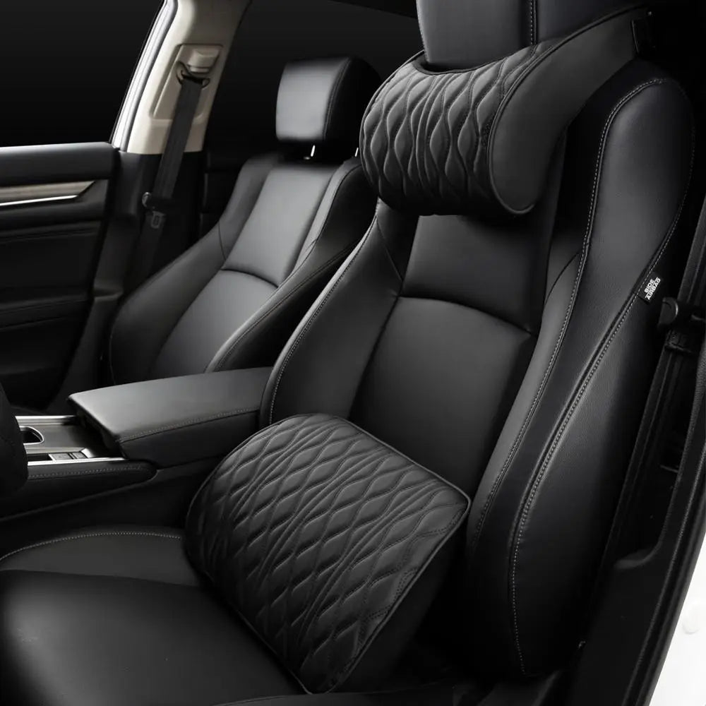 Oreiller de cou de voiture en simili cuir confortable