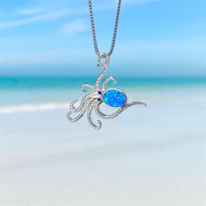 Collier Octopus avec Opale en Sterling
