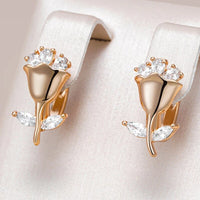 Boucles d'oreilles élégantes en rose dorée et brillante