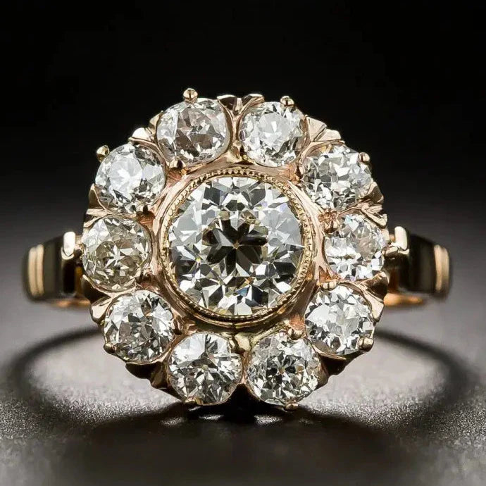 Bague vintage en verre arrondi en or